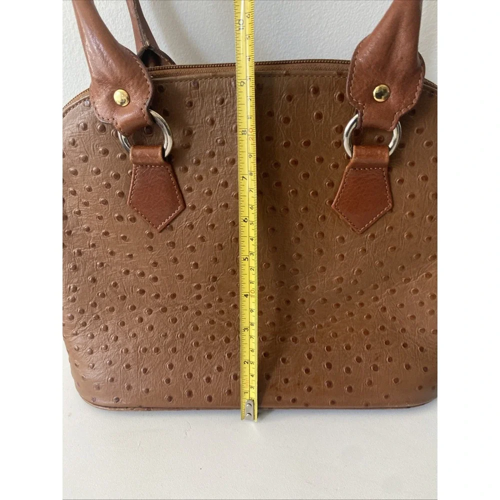 Vintage Due Fratelli Genuine Ostrich Purse Chestnut Brown Dome Shoulder Bag